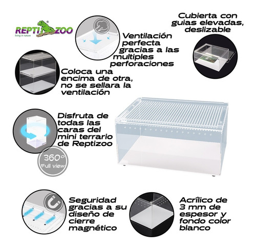 Reptizoo Nano Terrario Acrilico 30x20x15cm 3 Mm 9 L Criadero