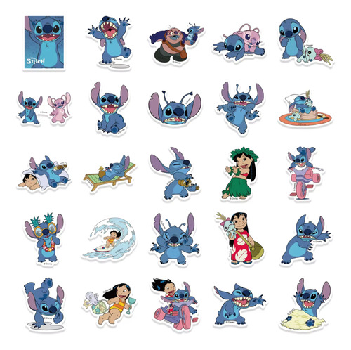 Kit 50 Calcomanias Stickers Lilo Y Stitch A Prueba De Agua