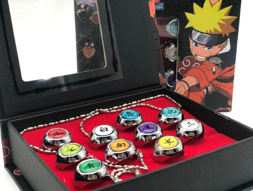 10 Anillos + Collar De Naruto Akatsuki