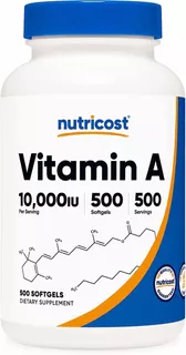 Original Nutricost Vitamina A 10000 Ui, 500 Cap Gel, 500 Ser