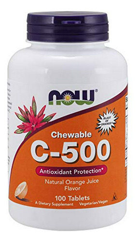 Suplemento Vitamina C-500, 100 Tabletas Masticables Con Sabor A Naranja.