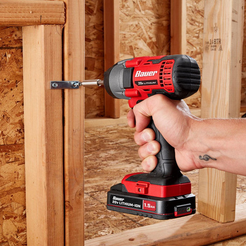 Kit De Taladro Y Atornillador De Impacto Bauer 20v Color Rojo Frecuencia 60