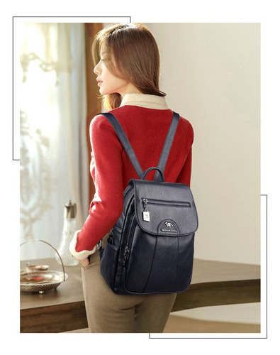 Mochila Impermeable De Piel Suave For Mujer.