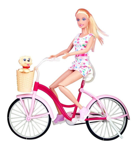 Muñeca 29cm Defa Lucy Bicicleta Glam Con Perrito Ref. 8276