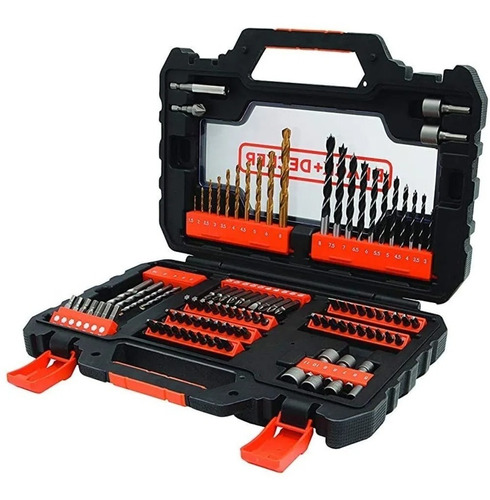 Jogo Brocas Bits Furar Parafusar 104 Pcs Maleta Black+decker