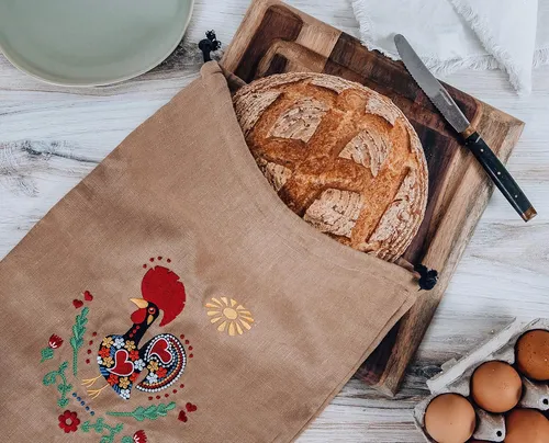 Bolsas De Pan De Lino Artisan Bordadas Juego De 2 Reus Gra
