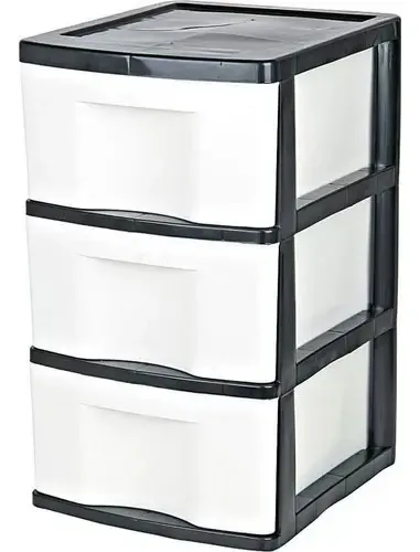 Gaveteiro Chão 3 Gavetas Organizador Multiuso Preto E Branco