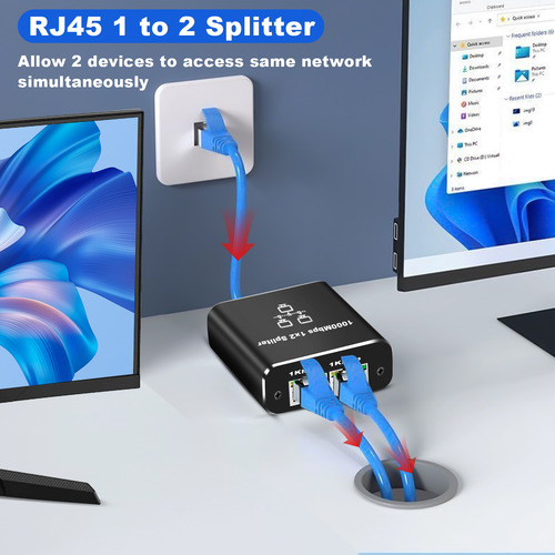 Divisor De Red Gigabit Rj45 Puerto De Red 1 En 2 Cable