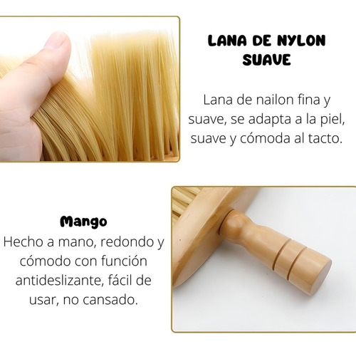 - Cepillo Madera Limpieza Cuello Barbería Corte De Pelo 1pz
