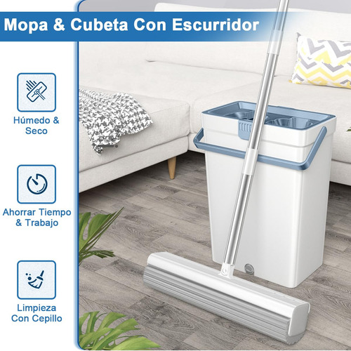Juego De Fregona De Esponja & Cubeta Con Escurridor, Mopa