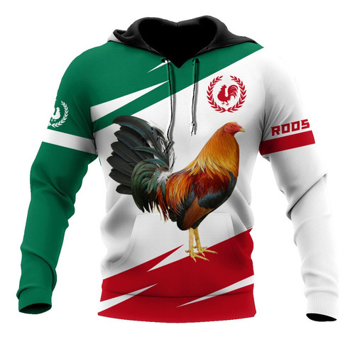 Sudadera Con Capucha De Gallo Mexicano T363 Diseño De Bander