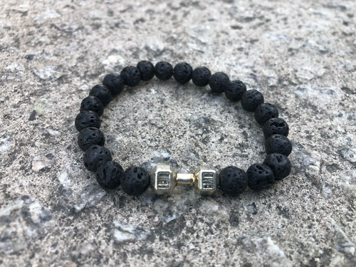 Pulseira De Pedra Vulcânica Presente Com Halter Masculina
