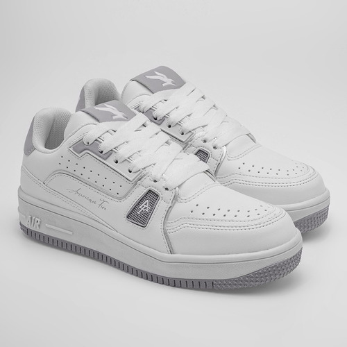 Tenis Junior American Fire 7123 Blanco Gris 120-303