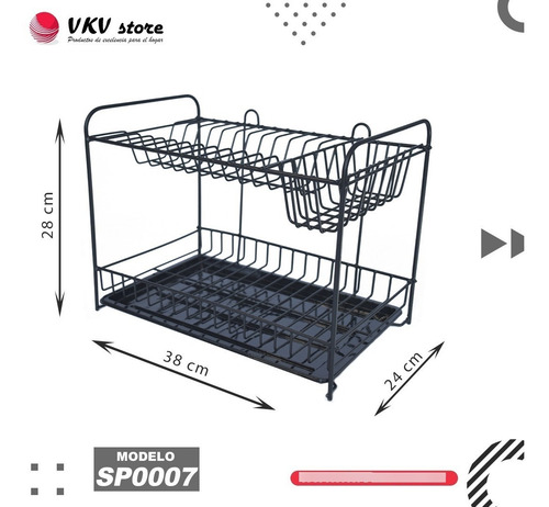 Imagen 2 de 5 de Secaplatos Escurridor Para 13 Platos Con Cubiertero 38x25x25
