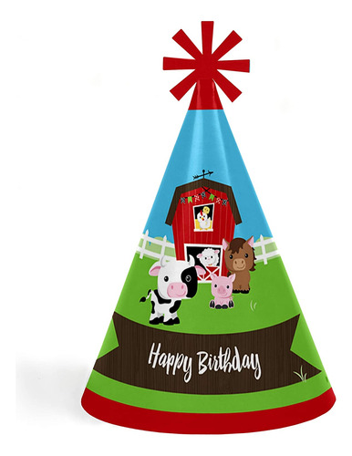 Farm Animals - Cone Happy Birthday Party Hats For Kids ...