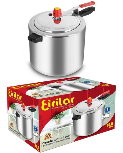 Panela De Pressao Polida 10 Litros Aluminio Eirilar 80 Kpa
