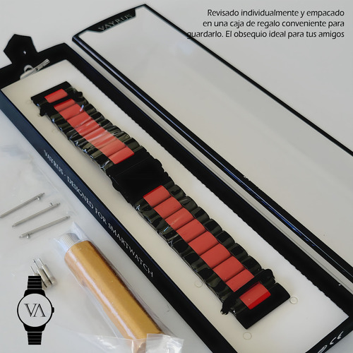 Correa Eslabones Acero Inoxidable Para Binden Era Hit Negro Y Rojo 2.2 Cm