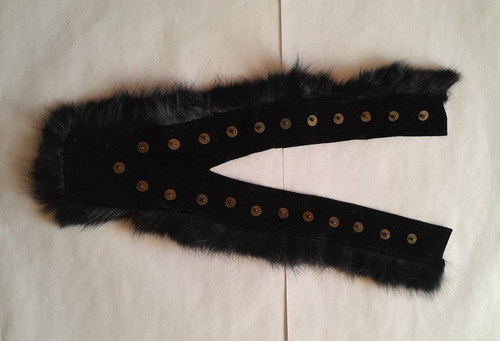 Aplique Cuello De Terciopelo Y Piel Negro X2 Unidades Oferta
