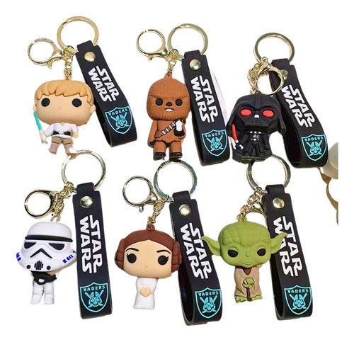 Llaveros Personajes X10 Goma 3d + Correa + Mosqueton Star Wars