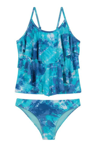 Traje De Baño Teens Niña Tankini H2o Wear Tie Dye Azul C/vue