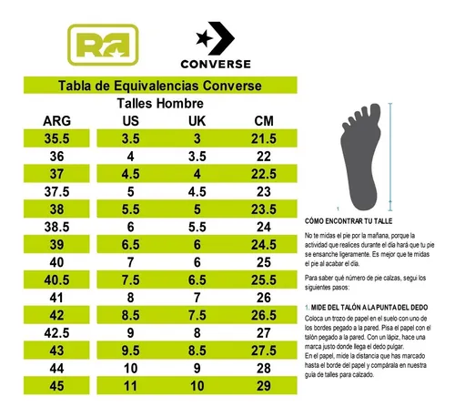 Talles de zapatillas converse hotsell