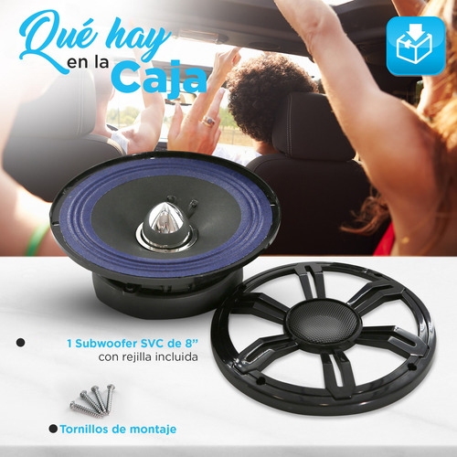 Pyle Subwoofer Para Automóvil Con Bobina Voz Simple 8 Pulgadas - 250 Vatios A 4 Ohmios Subwoofer Con Alimentación Audio Para Automóvil Cono Papel Con Borde Tela Diseñado Para Aplicaciones
