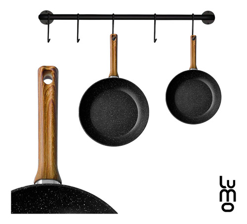 Sarten Antiadherente Lumo 28 Cm Marmol Negro Granito