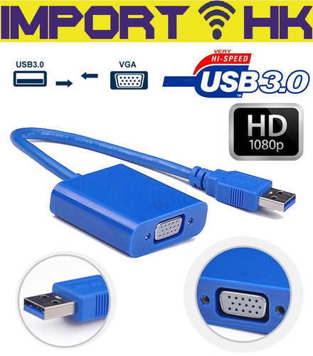 Imagen 2 de 7 de Adaptador Convertiror Usb 3.0 A Vga Pc Laptop Proyector