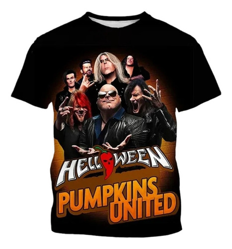 J Playeras Impresas En 3d De Heavy Metal Helloween Rock Band