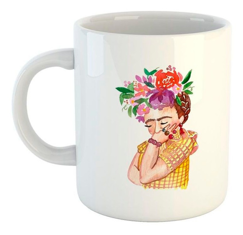 Taza De Ceramica Frida Kahlo Mano En La Cara Angustiada