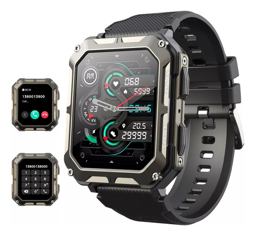 Smartwatch Feipuqu C20pro Sport 1.93  Caja 40mm De Titanio, Malla Verde De Silicona Y Bisel De Aleación De Aluminio