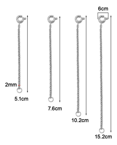 Extensores De Cadena De Cola Conector De Plata 4 Piezas