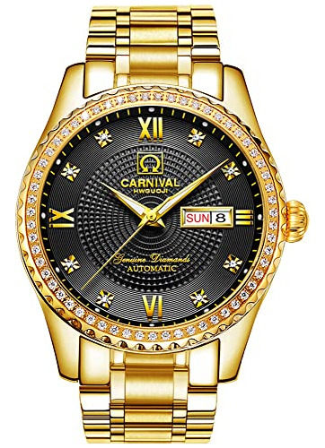 Reloj Automático De Acero Inoxidable Dorado Para Hombre.