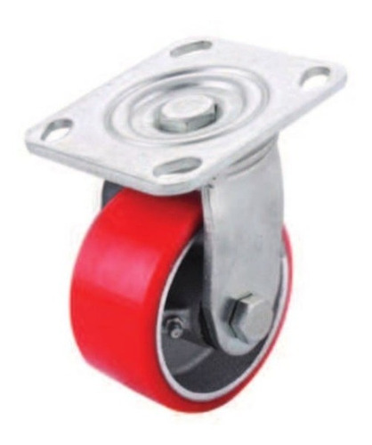 Rodaja Fierro Vaciado C/pu Giratoria Roja 4x2 4pz