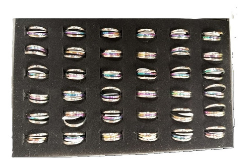 Caja 36 Anillos Triple Unisex Acero Quirúrgico N°17 Al 20 