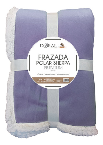 Frazada Polar Sherpa Premium 2 Plazas Doral Color Lila