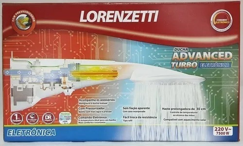 Imagem 4 de 6 de Ducha Eletrônic Advanced Turbo 220v Lorenzetti + Veda Rosca