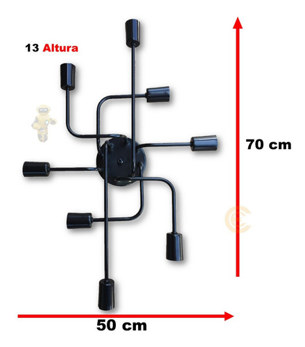 Imagem 8 de 10 de Pendente Plafon Tipo Aranha Para 8 Lampadas Padrão E27