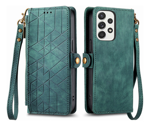 Funda Tipo Cartera De Piel Con Cremallera Para Samsung Solt