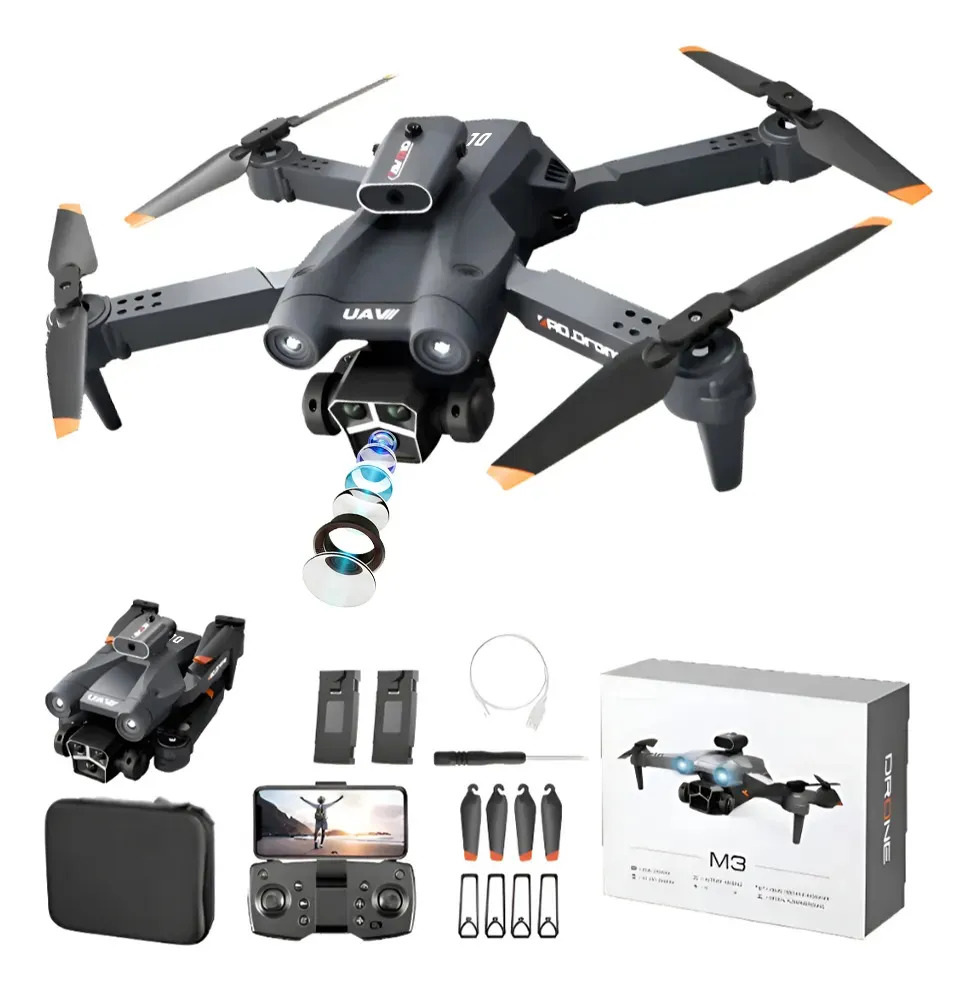 Mini Drone M3 Com Câmera Hd Preto 2.4ghz 8k Fpv 2 Baterias Preto