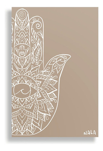 Cuadro Decorativo Aluminio 20x30 - Mano De Hamsa - Beige