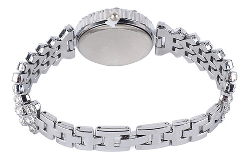Elegante Conjunto De Reloj Y Pulsera Plateados Con Diamantes