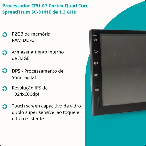 Central Multimídia Aikon 7p Core G2 + 32gb Carplay C77-4232