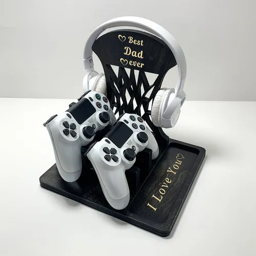 Soporte Controlador De Madera Con Soporte Auriculares Ews