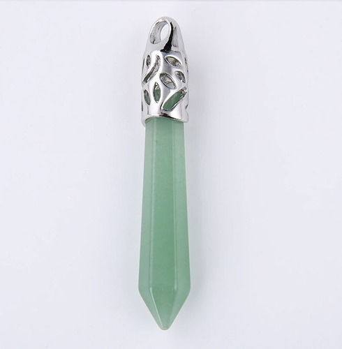 Colgante Aventurina Natural Reiki Chakras Cadena Plata 1628