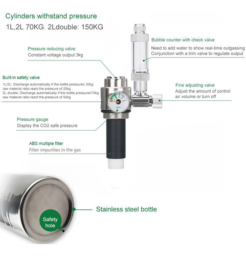 1l Sistema Generador De Co2 Kit De Co2 Acuario