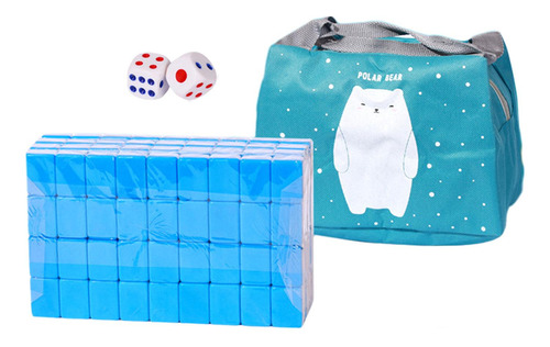 Juego De Mini Mahjong De Viaje Mini Mahjong Con Bolsa Azul