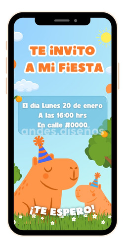 Invitación Digital Capybara/carpincho Personalizada