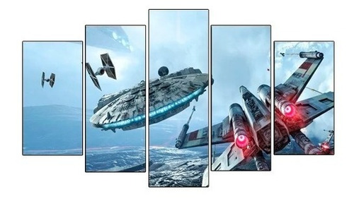 Quadro Para Sala Star Wars Naves 5 Peças Mosaico Top