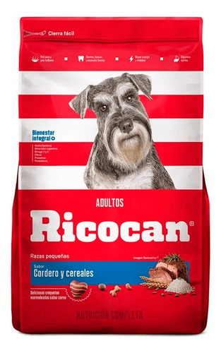 Comida Perro Adulto Pequeño Ricocan Cordero Y Cereales 8kg